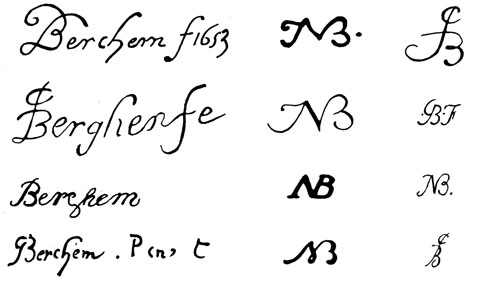 la signature du peintre Nicolas (or Claes)--berchem-berghem