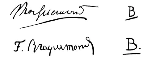 la signature du peintre Felix--bracquemond