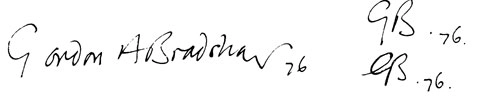 la signature du peintre bradshaw-g