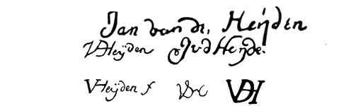la signature du peintre Jan-Van Der-heyden-heyde