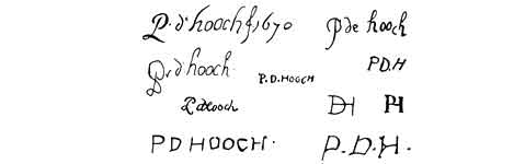 la signature du peintre Pieter-De-hooch-hoogh