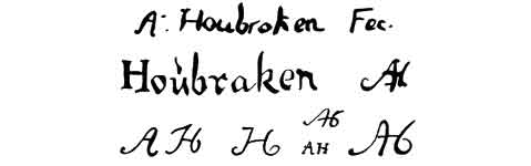 la signature du peintre Arnold--houbraken