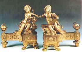 Chenets Enfants : Dessin et Sculpture de mobilier ancien référencé: ID1 1737